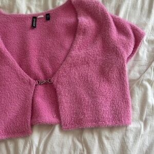 H&M Pink Fuzzy Cardigan